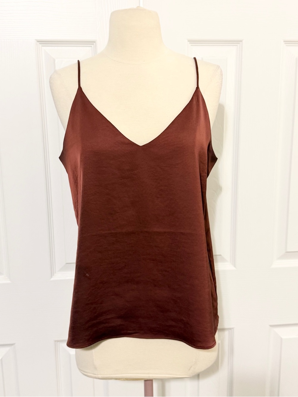Express Deep Burgundy Satin V-Neck Camisole